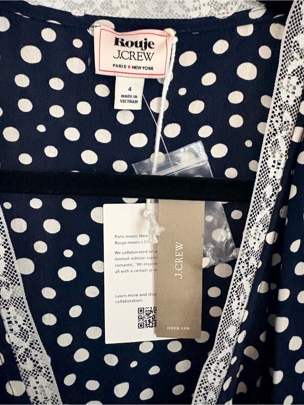 J. Crew x Rouje Rencard wrap slip dress polka dot size 4 sold out NWT